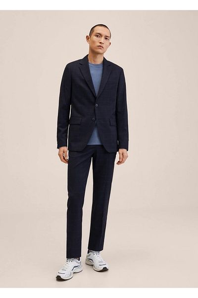 MANGO Man Slim Fit Shearling Wool Suit Trousers