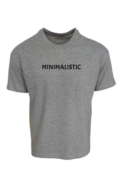 Raf Coll Unisex Oversize Grey Melange Μινιμαλιστικό Ψηφιακό εμπριμέ μπλουζάκι Compaq Combed Cotton