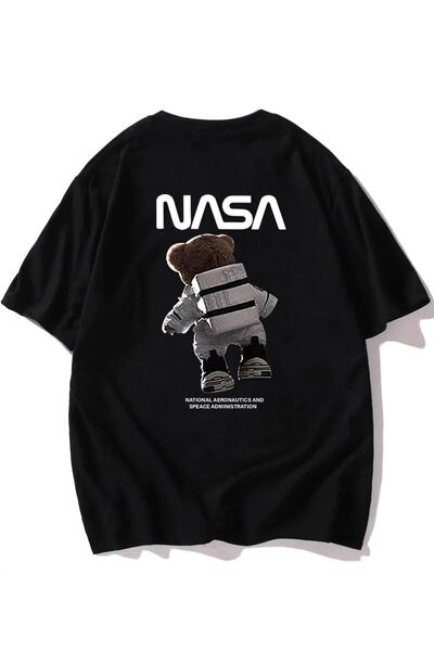 YUVEST تي شيرت Blackrock للجنسين منسوج رائد الفضاء تيدي بير مطبوع باللون الأس...