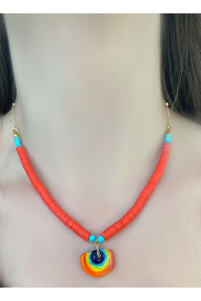 Idarosa Concept Etnik Bohem Özel Tasarım Cam Gökkuşağı Kolye