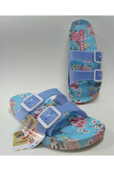 GEZER Baby Blue Anatomical Non-Slip Sole Women's Pool Sea Beach Home and Street Slippers
