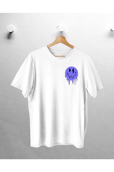 CANDEL Λευκό Μπλε Oversize Smile εμπριμέ μπλουζάκι