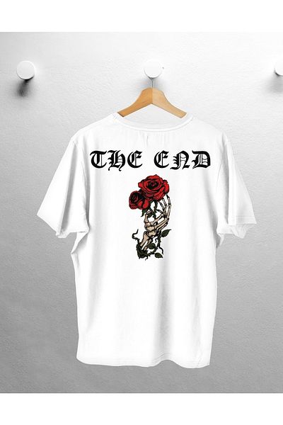 CANDEL Oversize T-shirt White Rose And The End Print