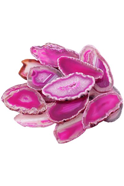 Tesbih Atölyesi Sertifikalı Doğal Pembe Akik Taşı Plaka (6-8 Cm)