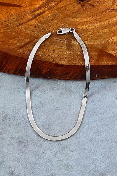 Aykat Kadın Yassı Model Italyan Gümüş Bileklik Rodyumlu 925 Ayar Blk-387