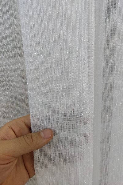 BOZOĞLAN HOME Simli Pırlanta Cizgili Tül 1\3 Sık Pileli