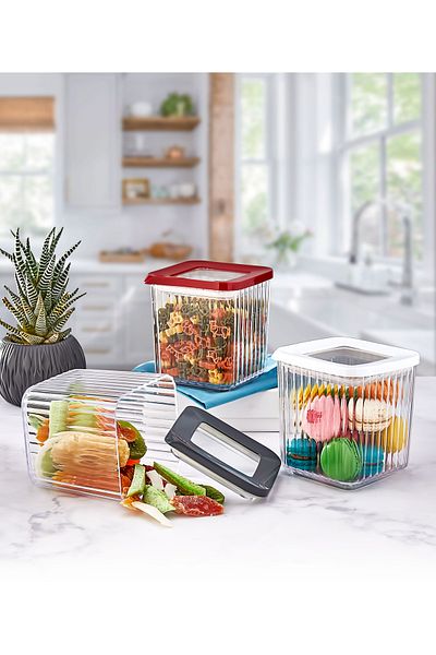 ASUDE Super Set 800 ml 6 Li Plastic Square Crystal Vacuum Storage Container