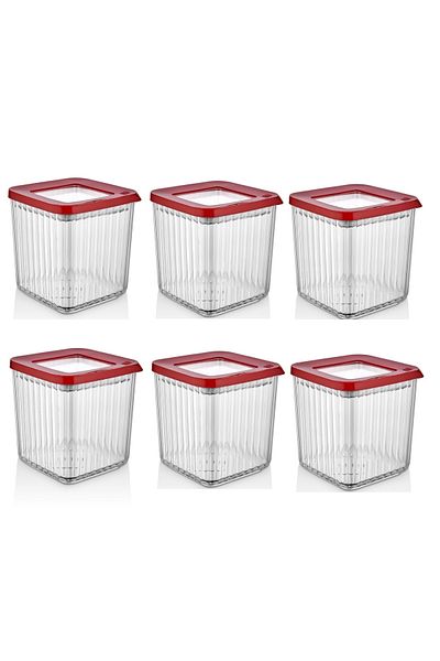 ASUDE Super Set 800 ml 6 Li Plastic Square Crystal Vacuum Storage Container