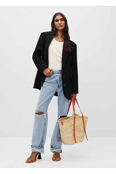 MANGO Woman Πλεκτό τοπ με σκίσιμο