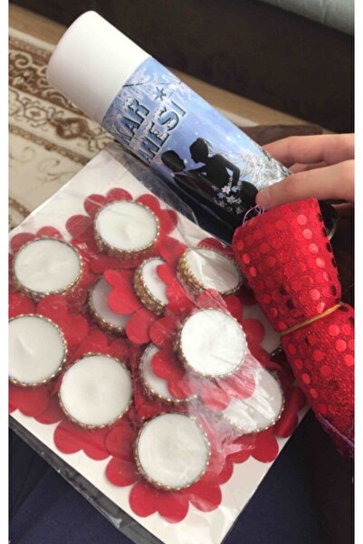 YENİ HEDİYELİK DÜNYAM نماذج وردة يدوية باللون الأحمر 12 قطعة