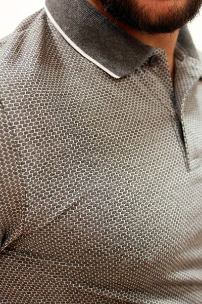 Cazador Ανδρικό μπλουζάκι με γιακά πόλο Jazz 4152 Honeycomb Texture Γκρι