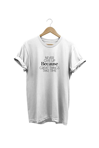 WİDİ Nikada ne odustaj Štampano Belo T-shirt