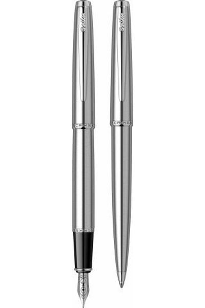 Scrikss Metropolis Fountain & Ballpoint Pen Set Stainless Steel 78m