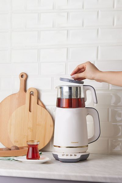 HOMEND Royaltea 1760h - ماكينة صنع الشاي باللون الذهبي الكريمي
