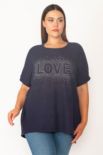 Şans Plus Size T-Shirt - Navy blue - Regular fit