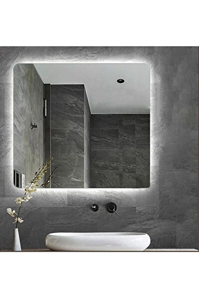 Toprak dekor 50*50 Günışığı Ledli Ayna Kare Banyo Aynası Makyaj Aynası