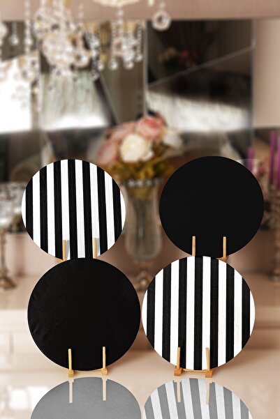 Realhomes 4'lü Onedraw Temalı Renkli Şekiller Özel Tasarım Yuvarlak Servis Al...