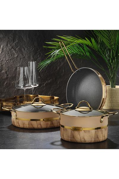 Brioni Selection Plus 22 cm Non-Stick Cream Deep Granite Pot