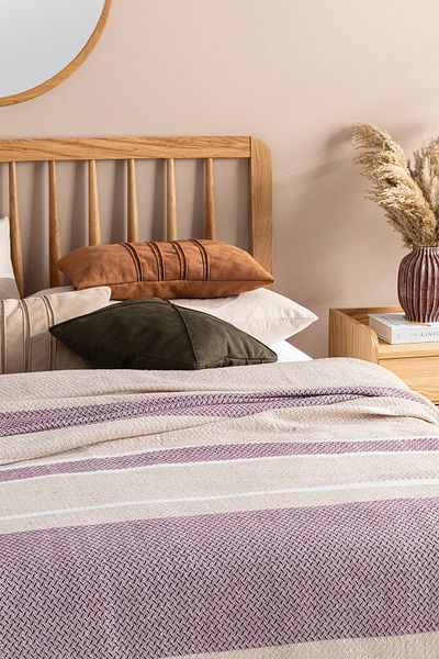 English Home Barleycorn Scotch Double Blanket - 200X220 cm Claret Red Beige