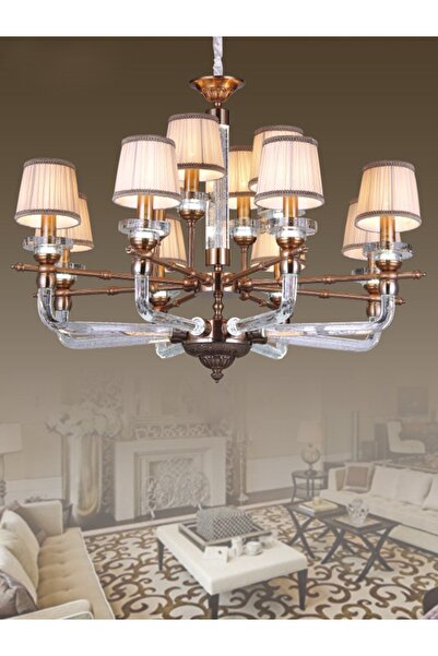 Avize çarşısı C.3307/8+4 Eskitme Metal - Akrilik Şeffaf Kol Avize