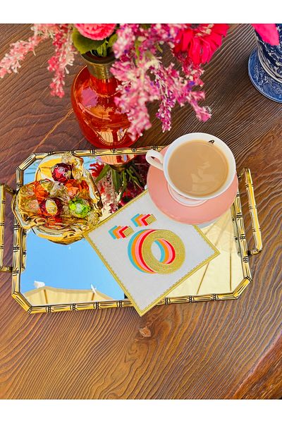 ge living Rainbow O Letter Cocktail Napkin (1 Piece)