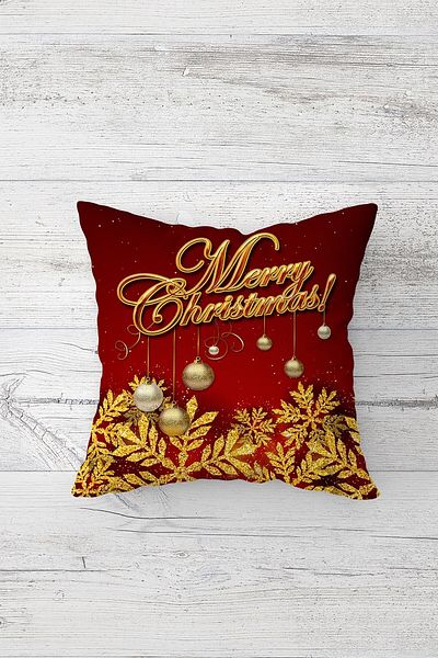 on the clouds Merry Christmas Gold One Side Printed Hidden Zipper Pillow Case Throw Pillow Sofa Pillow Case