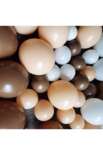 Parti dolabı 15 Balloons: 5 Brown, 5 Matte White, 5 Sea Sand Skin Colored Pastel Balloons