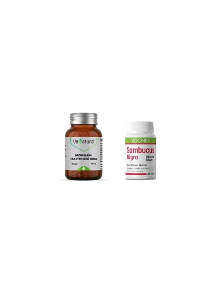 VeNatura Bromelain 500 Mg 60 Capsules + Sambucus Nigra 42 Chewing T.