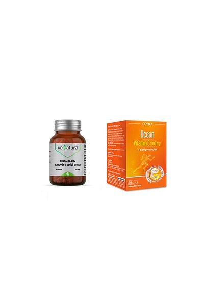VeNatura Bromelain 500 Mg 60 Capsules + Vitamin C 1000 Mg 30 Tablets