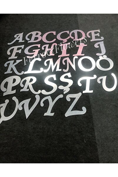 DfEventdesing Pleksi İsimlik Gümüş Harf 35 cm Perde Tag Pano