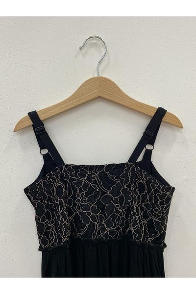 Çikoby Girl's Black Strap Dress