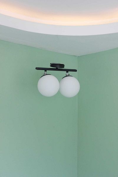Uçar Black and White Glop Glass 2-Piece Chandelier on the Ceiling