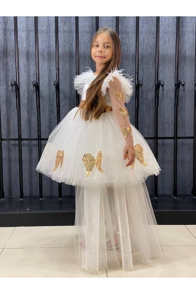 Generic Brand Angel Winged Tailed Girl's Dress Evening Dress Birthday Ceremon...