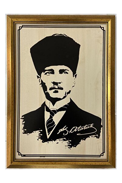 AND Atatürk Resmi Çerçeveli 40x56 Cm 8mm Ahşap Üzerine Baskı