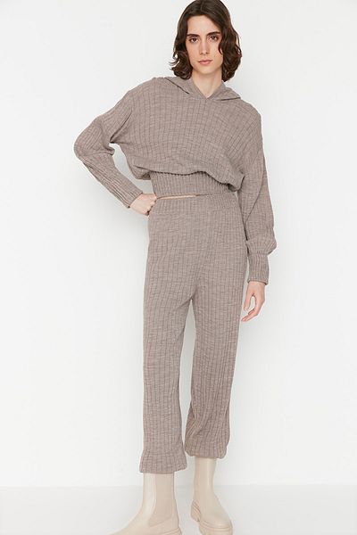 Trendyol Collection Mink kapucnis kötöttáru alsó-felső szett