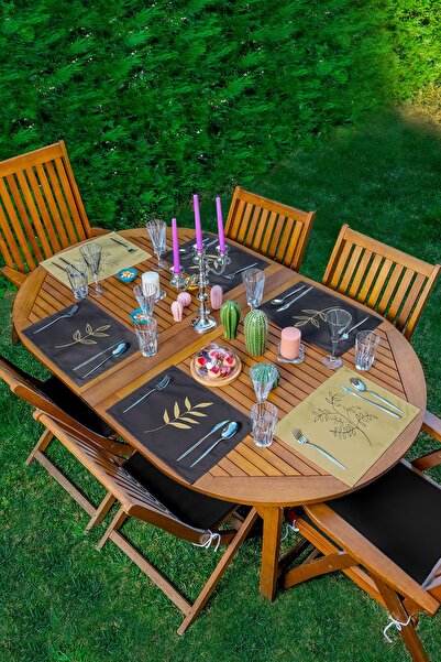 Realhomes 6-dijelni set podmetača u tamnoplavoj boji sa motivom cveta senfa -...