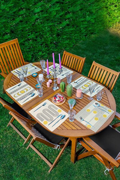 Realhomes 6-dijelni set podmetača sa prugastom krem pozadinom, posebno dizajn...