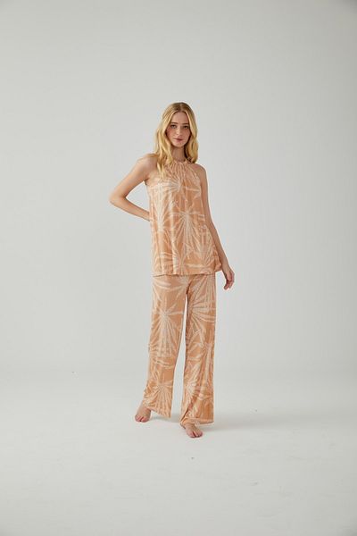 Pamuk & Pamuk Leaf Patterned Powder Raglan Sleeve Trousers Set
