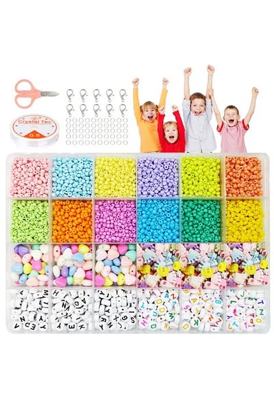 yiğit aksesuar Sand Beads Letter Beads And Acrylic Figure Beads For Kids Hobby Starter Beads Set