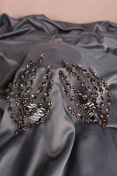 Hobigram إكسسوار شعر العروس مشبك مزدوج مشط حجري إكسسوار شعر العروس هينا - إكسسوارات شعر أخرى