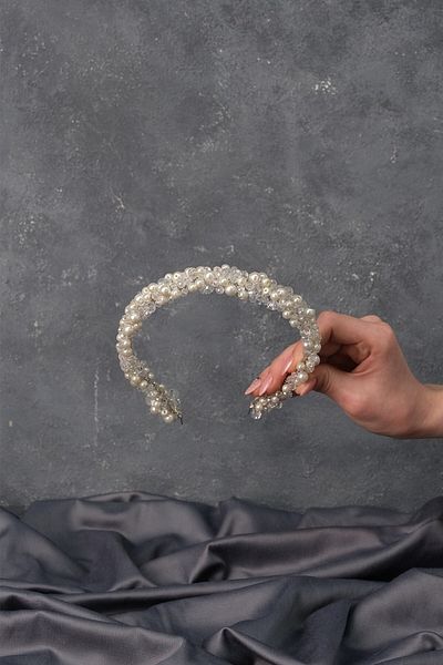 Hobigram Bridal Hair Accessory Bridal Tiara with Dense Pearls Crystal Beads – Other Hair Accessories, Stylish Design