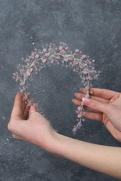 Hobigram إكسسوار نسائي من Dusty Rose Melis Mineli Tiara Hair و Turban Accessory - إكسسوارات شعر أخرى