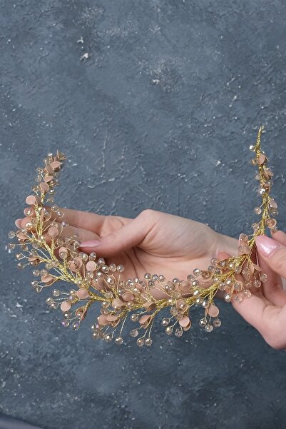 Hobigram Women's Accessory Honey Color Melis Mineli Bridal Crown Hair and Turban Accessory – Other Hair Accessories –