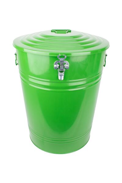 Desen Dekorasyon Kilitli Saklama Kabı Çöp Kovası Metal