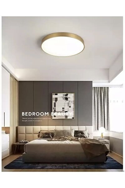 burenze Mat Gold Sarı Led Panel Avize Tavana Sıfır 6500k Buz Beyazı Işık