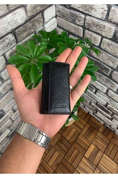 GUARD Black Leather Keychain