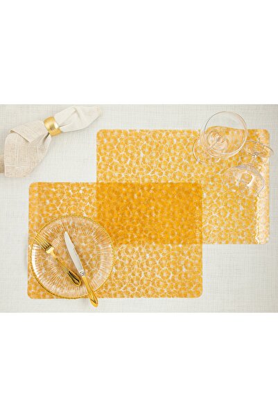 English Home Golden Flower Pvc 2'li Amerikan Servis 30x45 Cm Gold