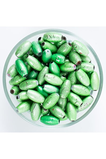 yfhobi 25 Gram - 8.5x16 Mm Yeşil Renkli Oval Cam Boncuk, ( 25gr - 16-17 Adet ...