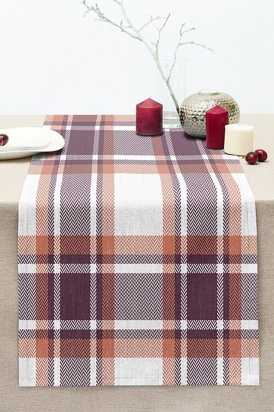 Realhomes Modern Plaid Design Stitched Raschel Knitted Runner