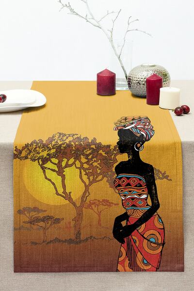 Realhomes Gün Batımında Ağaç Zeminli Afrika Kadın Motifli Dikişli Raşel Örme ...